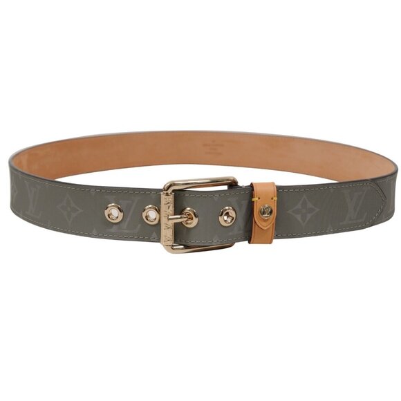 Louis Vuitton Mens Titanium LV Monogram Belt Size 95 / 38 Gray Greay Logo Canvas - Picture 1 of 10